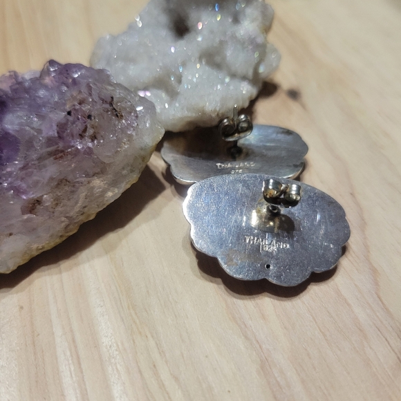 Vintage 80's Sterling Clamshell Earrings - Picture 3 of 3